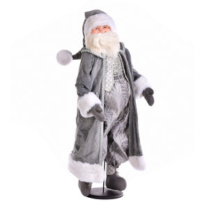 36" Silver Sleigh Bells Santa Doll with Stand