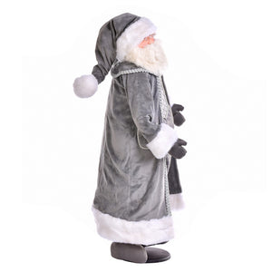 36" Silver Sleigh Bells Santa Doll with Stand