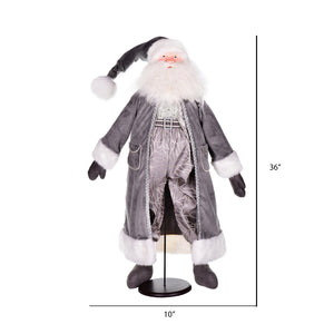 36" Silver Sleigh Bells Santa Doll with Stand
