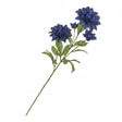 Artificial flower stem with blue flowers on a white background