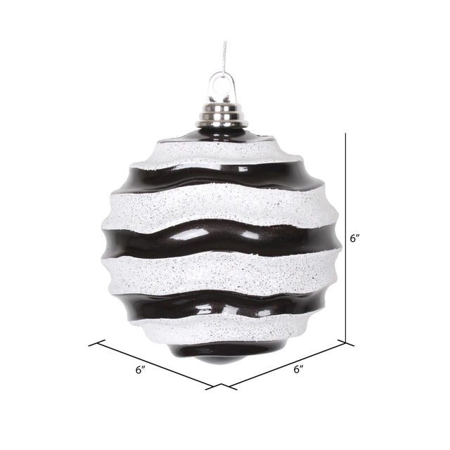 6" Black-White Candy Glitter Wave Ball