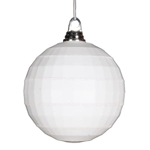 5.5" White Shiny-Matte Mirror Ball Ornament