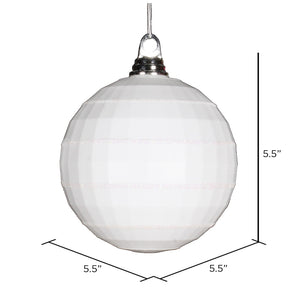 5.5" White Shiny-Matte Mirror Ball Ornament