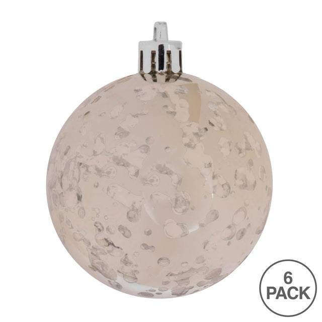 4" Shiny Mercury Ball Ornament Set of 6 | Champagne | Copper
