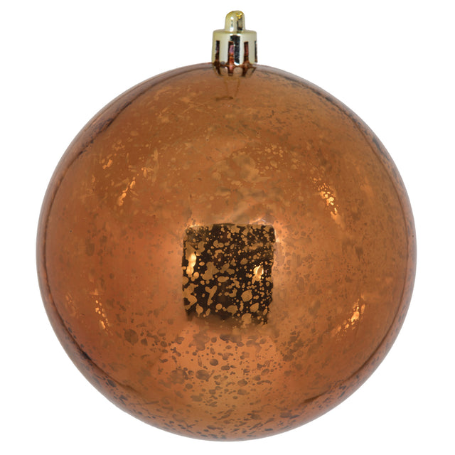 4" Shiny Mercury Ball Ornament Set of 6 | Champagne | Copper
