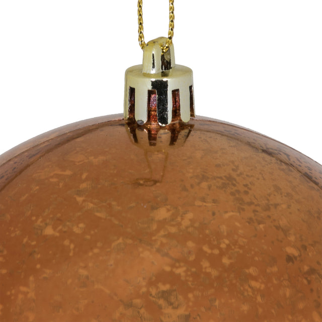 4" Shiny Mercury Ball Ornament Set of 6 | Champagne | Copper