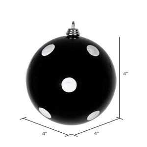 4" Black Candy with White Dots Ornaments 6/Bag