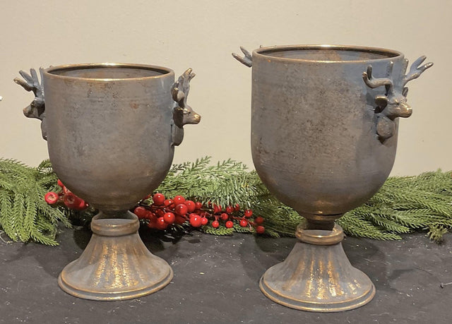 8" x 10" | 9" x 11"Old Gold Deer Footed Urn