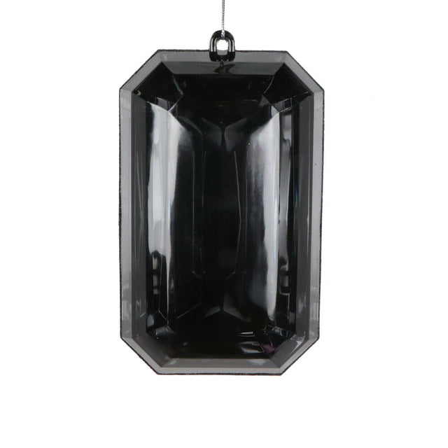 8" Black Rectangle Jewel Glitter Ornament