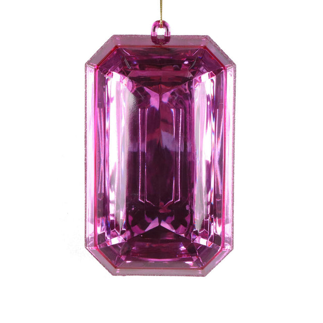 8" Mauve Rectangle Jewel Glitter Ornament