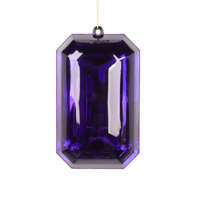 8" Purple Rectangle Jewel Glitter Ornaments