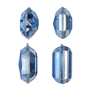 4-5" Baby Blue Jewel Glitter Ornaments-Set of 4