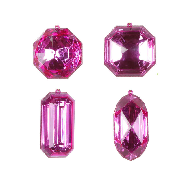 4"-5" Mauve Jewel Glitter Ornaments | Set of 4