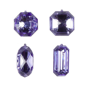 4-5" Lavender Jewel Glitter Ornaments- Set of 4