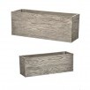 6"/8.25"- Set of 2- Natural Woodgrain Fiber Resin Rectangle Planters