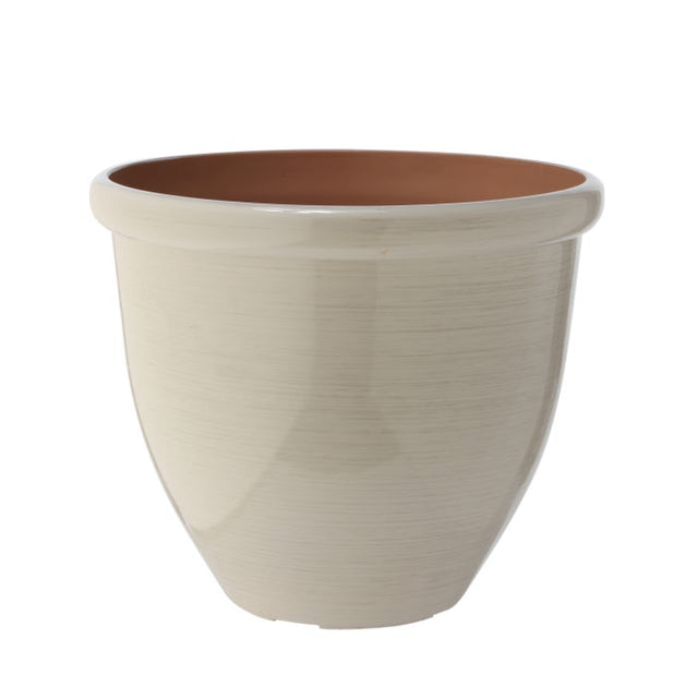 17.25"D x 15"H Streaked Glaze Fiber Resin Pot | 3 Colors Available