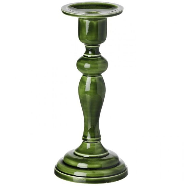 9" Metal Enamel Candlestick Blue & Green