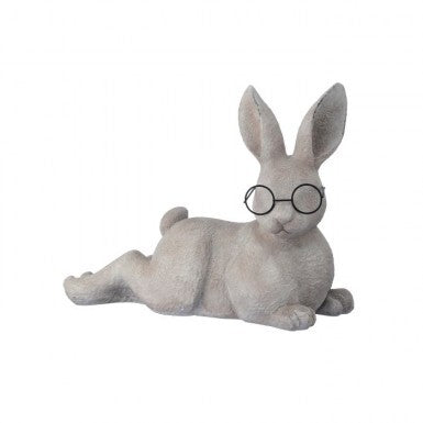 Resin Resting Bunny w/Metal Glasses Outdoor, additional view