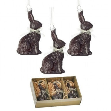 4" Glass Chocolate or White Chocolate Bunny Ornament Box/3