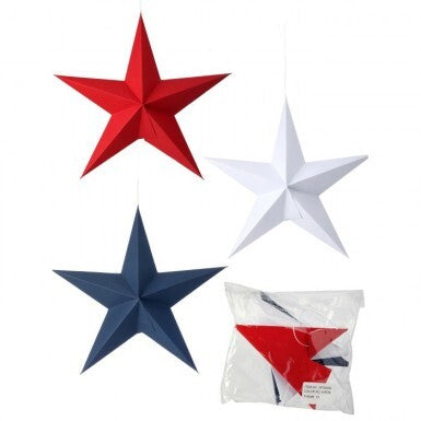 12" Paper Folded Hanging Star | Red White or Blue