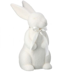 15" Flocked Easter Bunny White