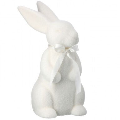 15" Flocked Easter Bunny White