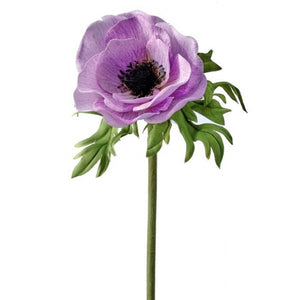 22" Just Cut Anemone Flower Stem Blush Lavender White