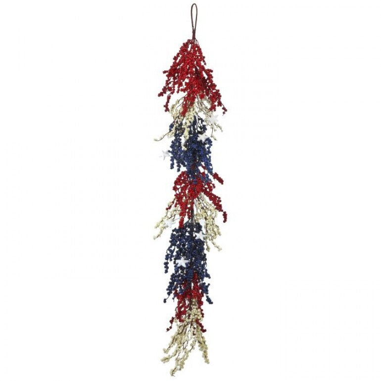 48" Patriotic Berry Garland with Stars