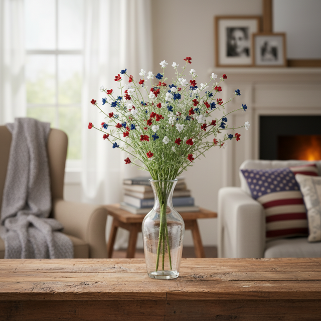 18" Patriotic Seeded Grass Bush