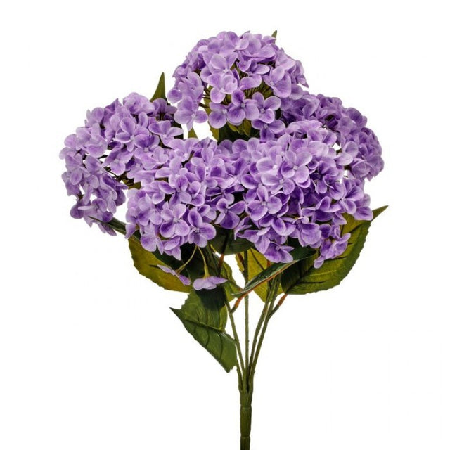 22" Natural Touch Garden Hydrangea Bush | 5 Blooms | PURPLE