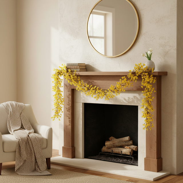 60" Yellow Forsythia Garland