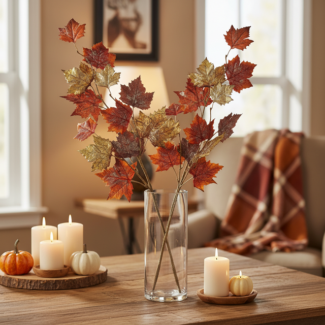 40" Metallic Oak Leaf Spray | Autumn
