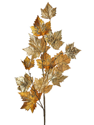 40" Metallic Maple Leaf Spray | Gold