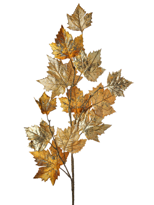 40" Metallic Maple Leaf Spray | Gold