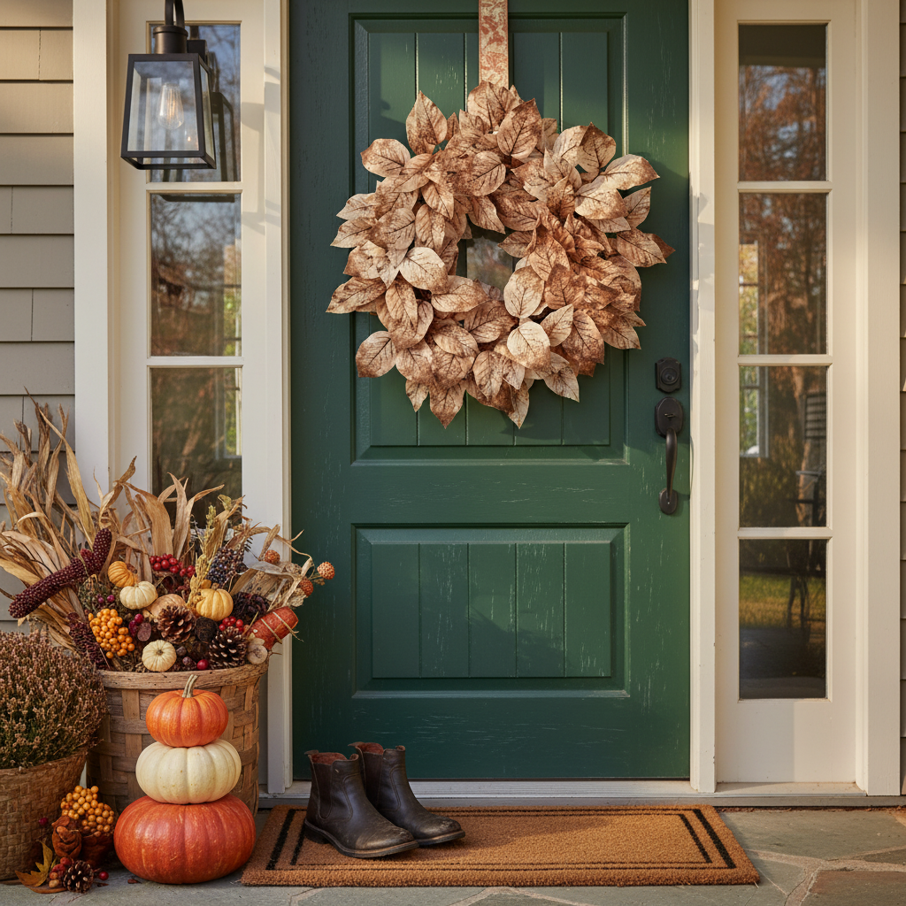 24" Autumn Salal Leaf Wreath | Two Colors