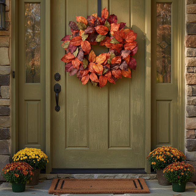 24" Autumn Salal Leaf Wreath | Two Colors