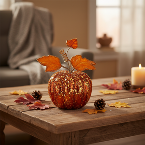 4" Jewel Encrusted Orange Glitter Pumpkin