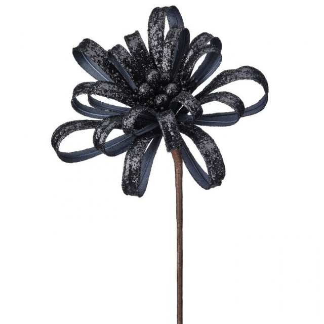 18" Glitter Spooky Blossom Spray | Black or Orange