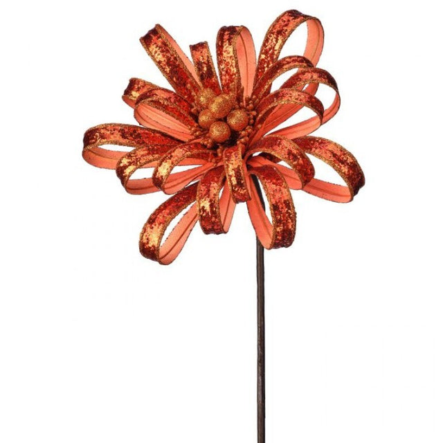 18" Glitter Spooky Blossom Spray | Black or Orange