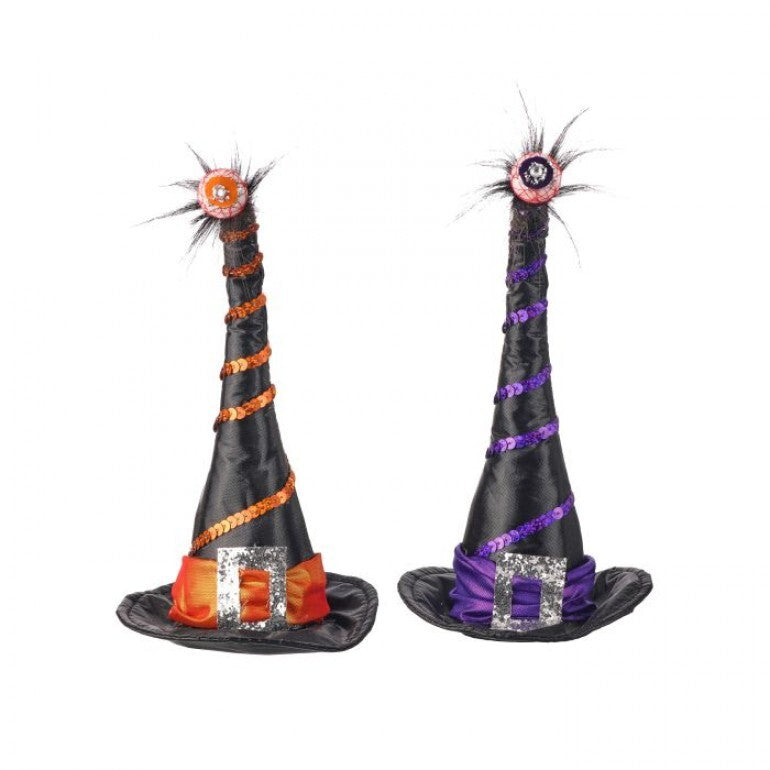 9" Witch's Hat with Eyeball | Orange/Black or Purple/Black