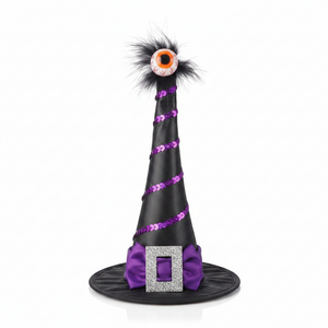 9" Witch's Hat with Eyeball | Orange/Black or Purple/Black