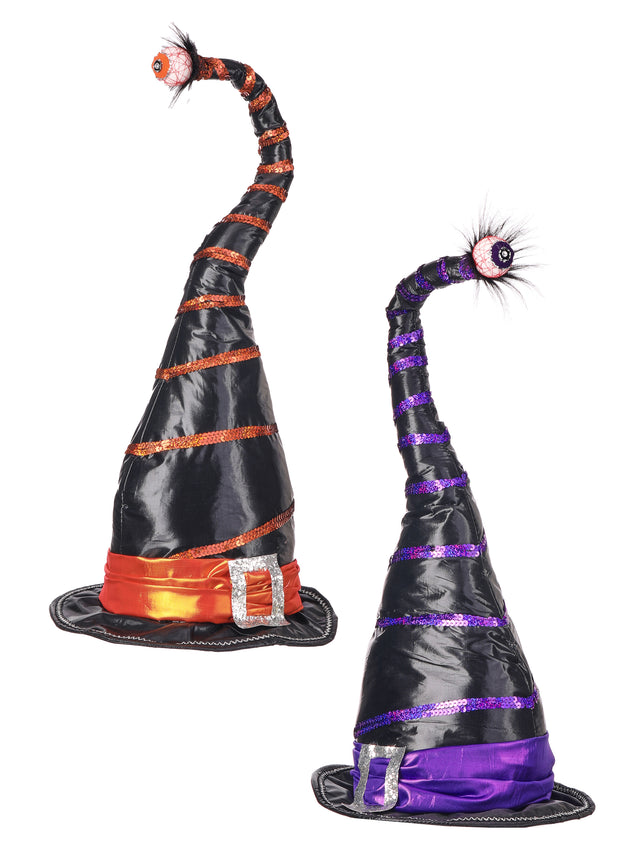 25" Witch's Hat with Eyeball | Orange/Black | Purple/Black