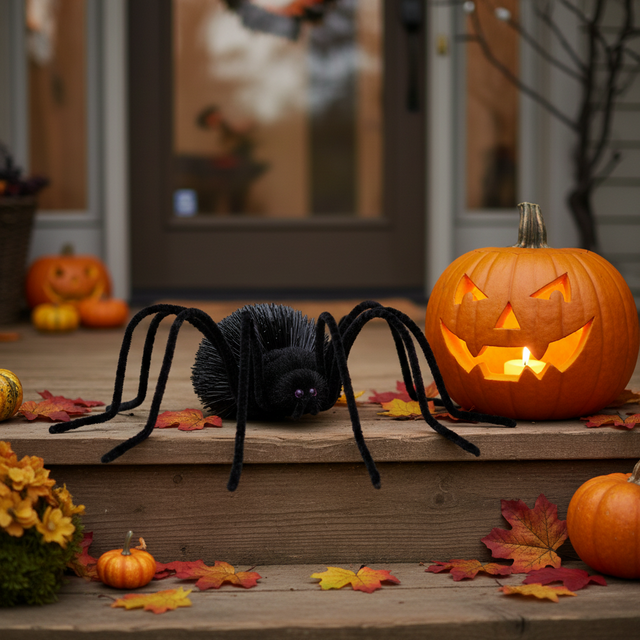 9" Black Glitter Spider