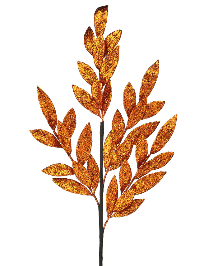 30" Glitter Laurel Leaf Spray | Black, Orange, or Purple