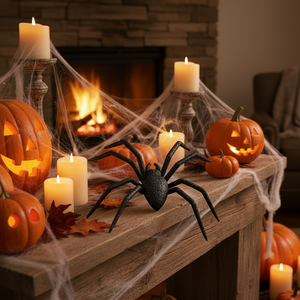 8" Plastic Glitter Spider | Black, Orange, & Purple