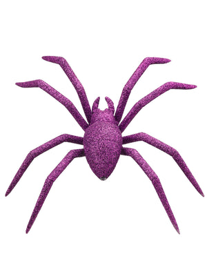 8" Plastic Glitter Spider | Black, Orange, & Purple
