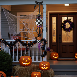 52"|25" Glitter Halloween Finial | Purple, Orange, Black, White