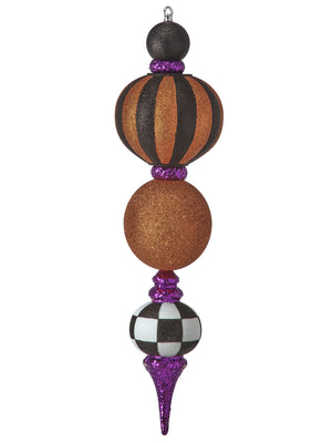 52"|25" Glitter Halloween Finial | Purple, Orange, Black, White