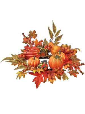 12" Autumnal Gourd & Berry Candle Ring