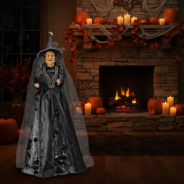 42" Standing Witch with Raven